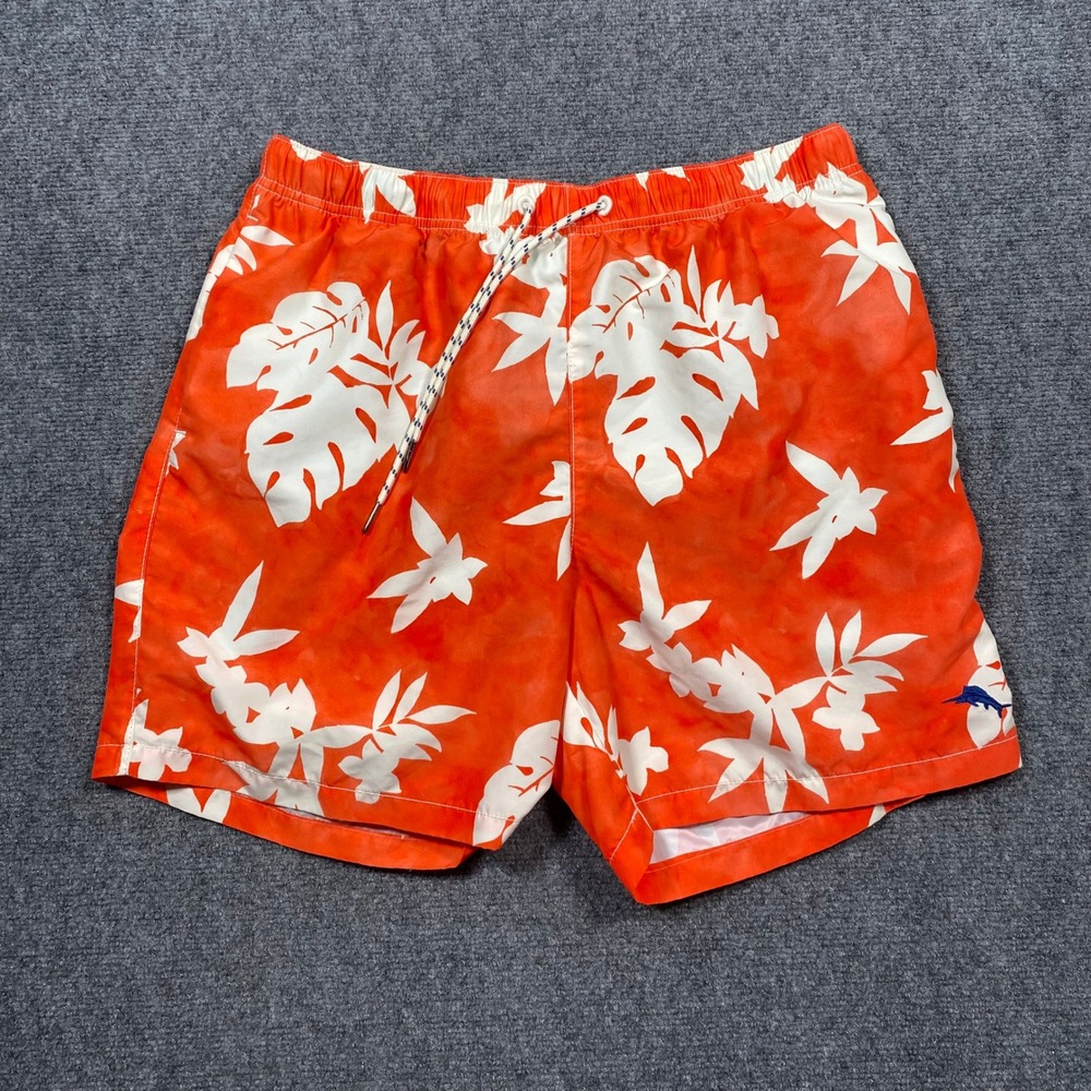 Tommy‎ Bahama Relax Men's Swim Trunks Orange White Floral Print L